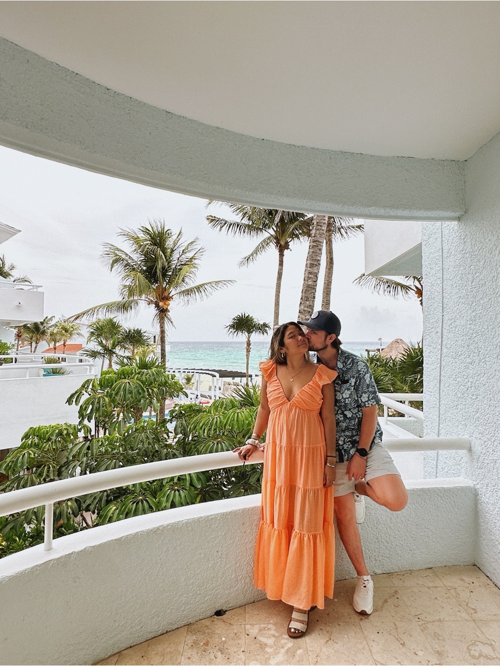 Orange Tiered Maxi Dress with Ruffle Shoulders